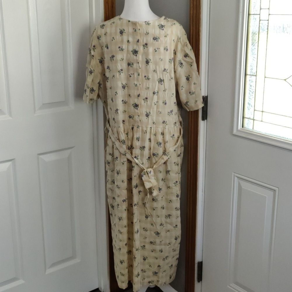 Vintage Betsy Lauren yellow with purple and green floral pattern size 18 - Picture 4 of 10